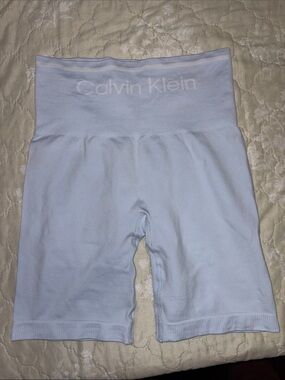 Calvin Klein Baby Blue Seamless High-Waist Bike Shorts